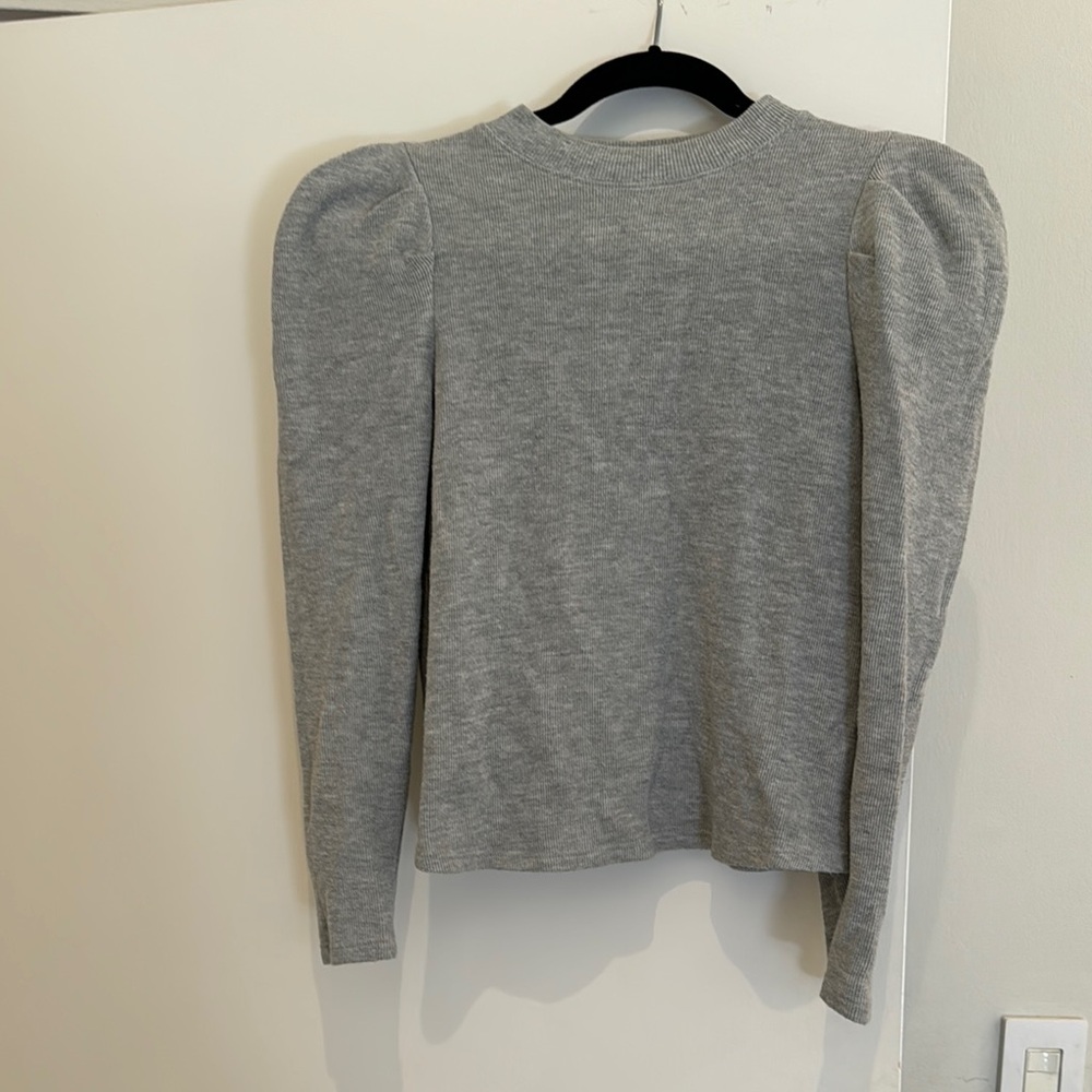Who What Wear Gray Puff Sleeve Sweatshirt